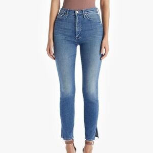 MOTHER Denim The Swooner Ankle Slice blue slit cherry picking Jeans size 29